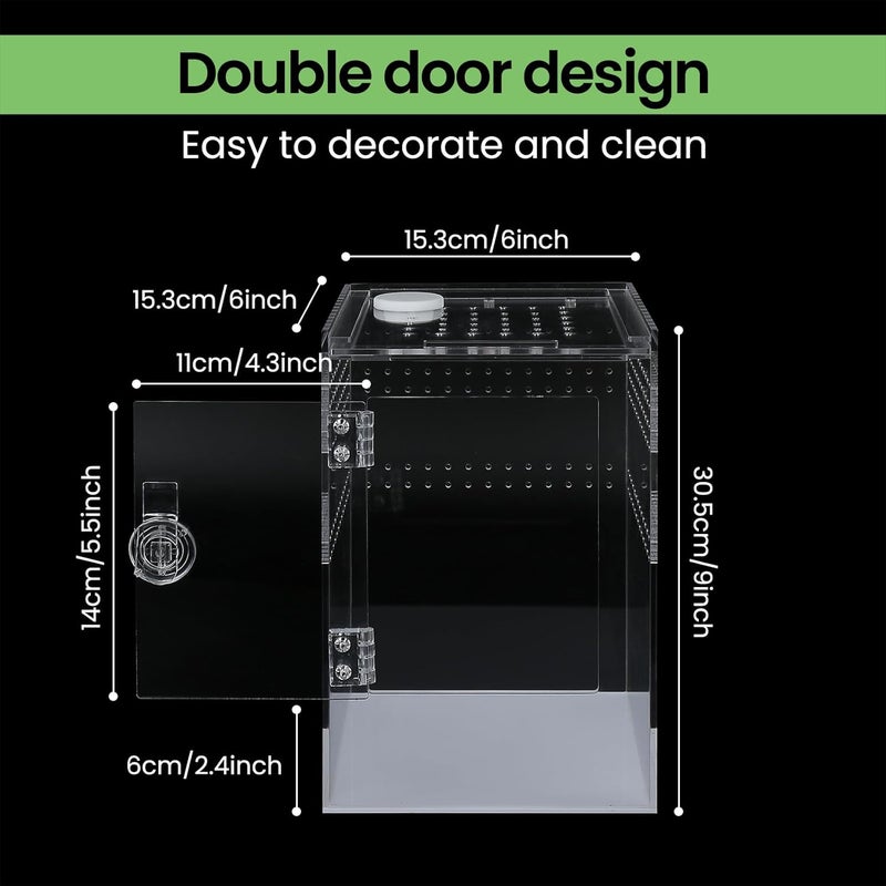 smartang Front Opening Terrarium Jumping Spider Enclosure,Tall Arboreal Tarantula Enclosure Terrarium with Cross Ventilation,Waterproof Acrylic Reptile Enclosure - Image 4